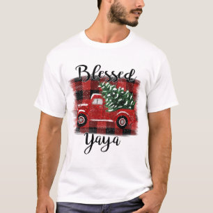 Blessed Yaya Red Truck Vintage Christmas Tree T-Shirt