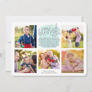 Blessed Year Ever Year in Review Blue Watercolor Holiday Card