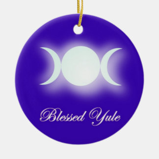 Blessed Yule (Triple Moon Goddess) Ceramic Tree Decoration