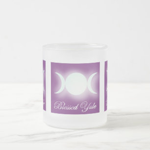 Blessed Yule (Triple Moon Goddess) Frosted Glass Coffee Mug