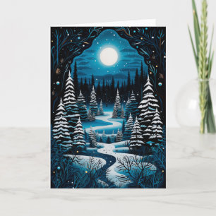 Blessed Yule Winter Solstice Cosy Winter Forest Holiday Card