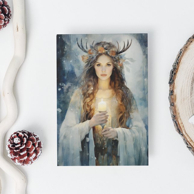 Blessed Yule Winter Solstice High Priestess 2 Holiday Card (Creator Uploaded)
