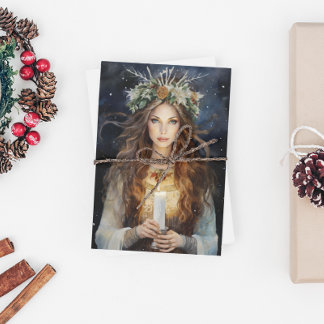 Blessed Yule Winter Solstice High Priestess 3 Holiday Card