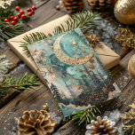 Blessed Yule Winter Solstice Teal Forest Moon Holiday Card<br><div class="desc">Celebrate the magic of Yule and Winter Solstice with this enchanting greeting card featuring a beautiful multimedia and alcohol ink design in shades of teal green and cream. Deisgn features a moon and starry skul above a woodland forest. This card captures the spirit of Yule and the returning light, making...</div>