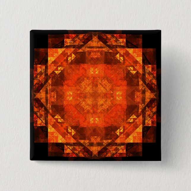Blessing Fire Mandala Abstract Art Design 15 Cm Square Badge (Front)
