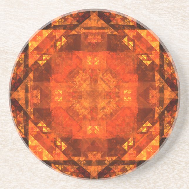 Blessing Fire Mandala Abstract Art Design Coaster (Front)