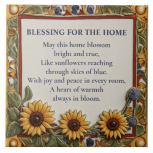 Blessing for the Home Sunflower themed sign plaque Tile
