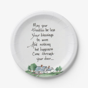 Blessing "May All Your Troubles be Less" home art Paper Plate