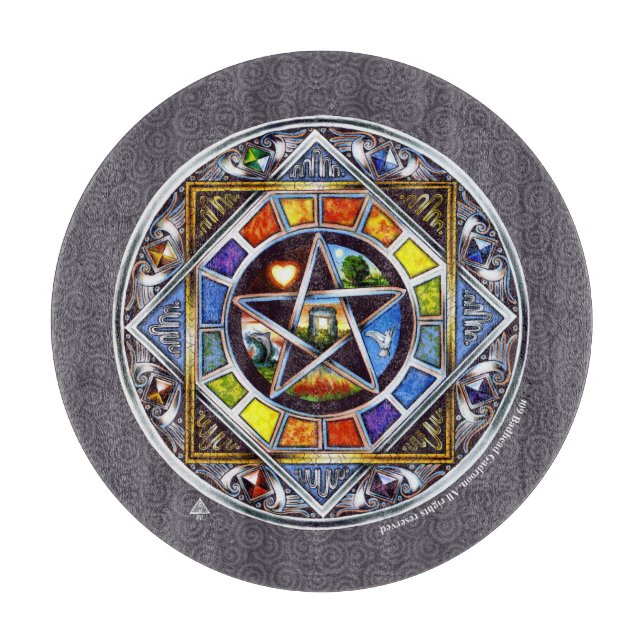 Blessing of Elements Round Cutting Board (Front)