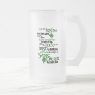 Blessing Of Saint Patrick Frosted Glass Beer Mug