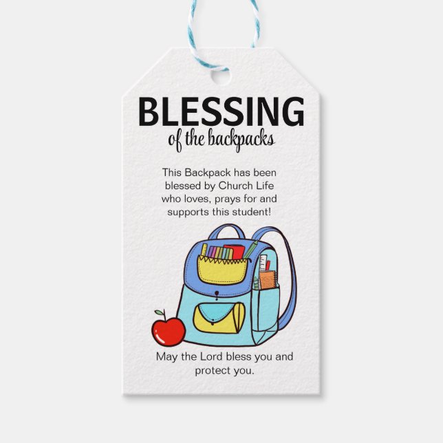 Blessing of the backpacks  gift tags (Front)