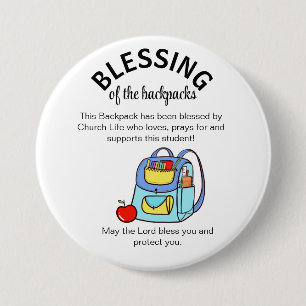Blessing of the backpacks gift tags 7.5 cm round badge