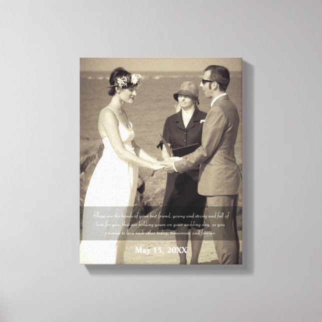 Blessing of the Hands Quote Photo Wedding Canvas Print (Front)