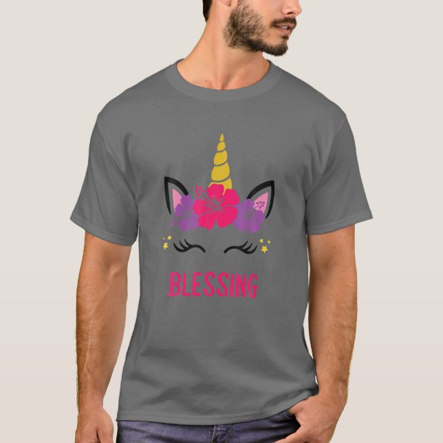 BLESSING Personalised Unicorn Face T-Shirt (Front)