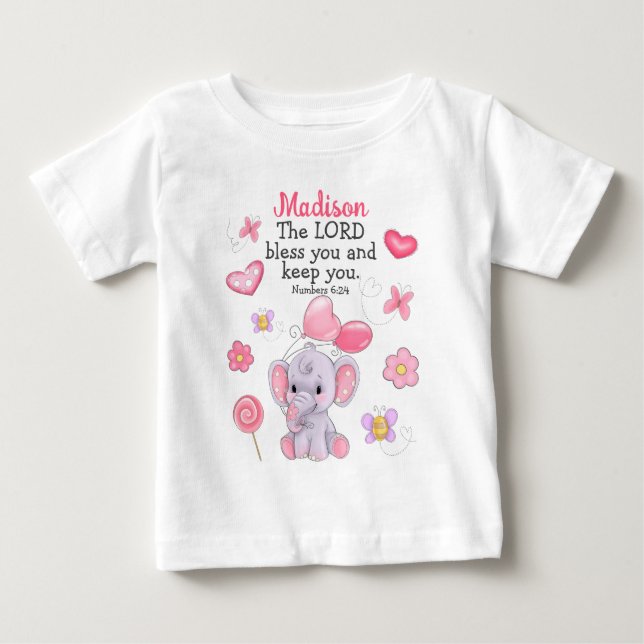 Blessing Scripture Cute Girl Custom Name Shirt Top (Front)