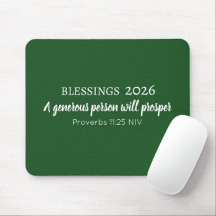 Blessings 2026 Prosperity Bible Verse Dark Green Mouse Mat