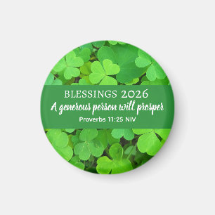 Blessings 2026 Prosperity Bible Verse Green Magnet