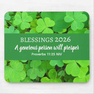 Blessings 2026 Prosperity Bible Verse Green Mouse Mat