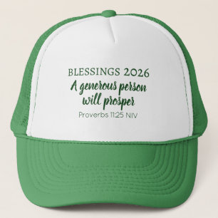 Blessings 2026 Prosperity Bible Verse Green Trucker Hat