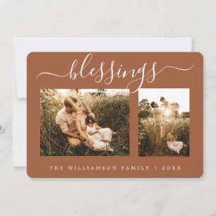 Blessings 2 Photo Template Christmas Holiday Card