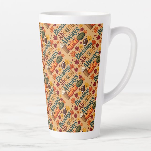 Blessings Abound Always Autumn Design Latte Mug (Right)