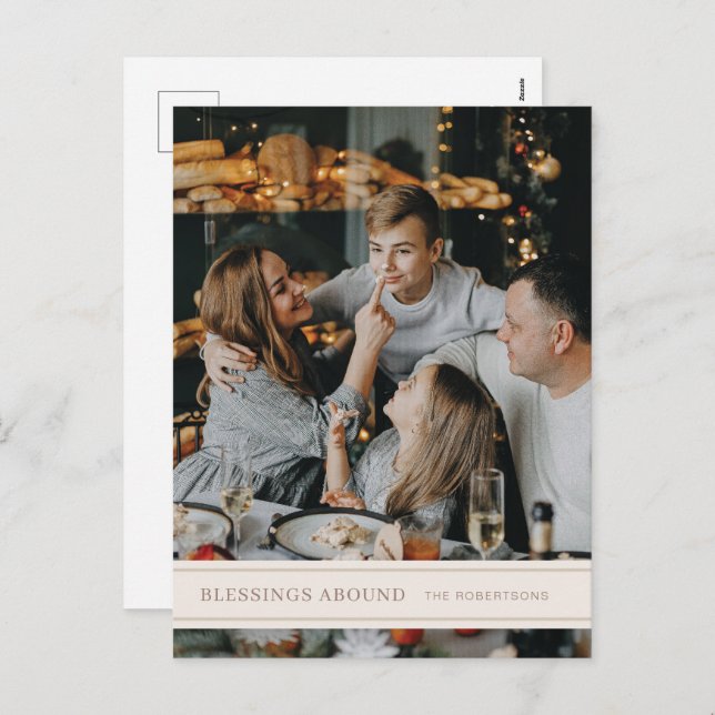 Blessings Abound Grosgrain Christmas Postcard (Front/Back)