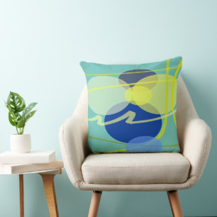 Blessings Amidst Twist And Turns Blue Yellow Cushion