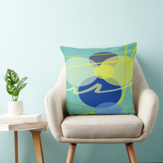 Blessings Amidst Twist And Turns Blue Yellow Cushion (Chair)
