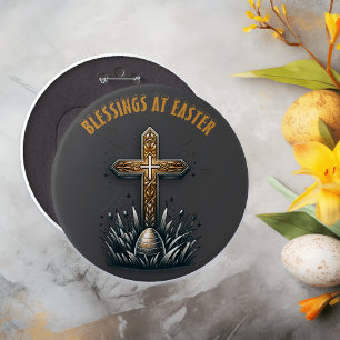 Blessings at Easter Christian Cross 6 Cm Round Badge