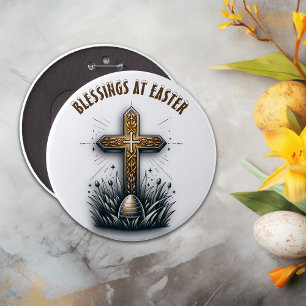 Blessings at Easter Christian Cross 6 Cm Round Badge