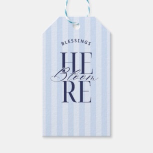 Blessings Bloom Here Blue Baby Shower Bridal Gift Tags