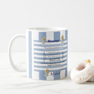 Blessings Blue & White Stripe Mug