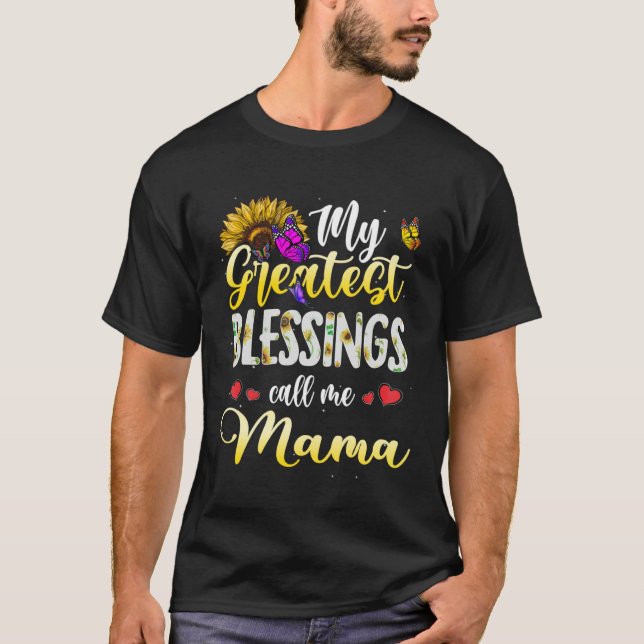 Blessings Call Me Mama Butterfly Heart and Themed  T-Shirt (Front)