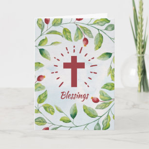 Blessings Cross in Wreath Card