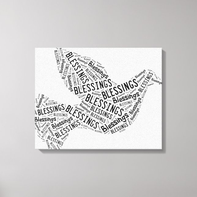 Blessings Dove, Black on White, Canvas Print (Front)