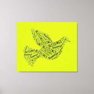 Blessings Dove, Inspirational Canvas Neon Yellow