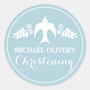 Blessings for Baby Boy Christening Invitation Classic Round Sticker