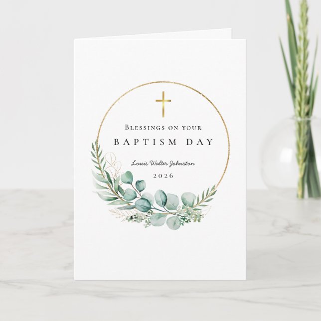Blessings for Baptism Botanical Greeting Card (Front)