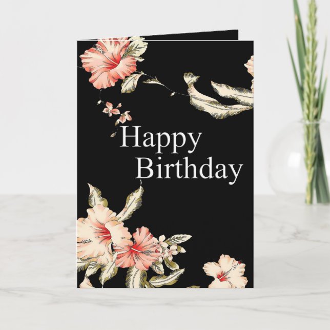 Blessings Hibiscus Birthday Card (Front)