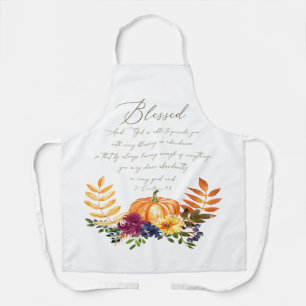 Blessings in abundance fall pumpkins and mums  apron