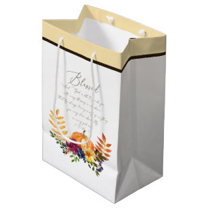 Blessings in abundance fall pumpkins and mums medium gift bag