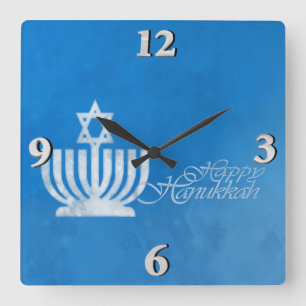 Blessings of the Menorah Square Wall Clock