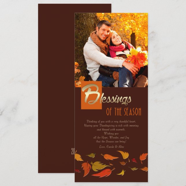 Blessings of the Season. Thanksgiving Photo Holiday Card (Front/Back)
