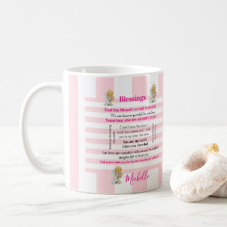 Blessings Pink & White Stripe Mug