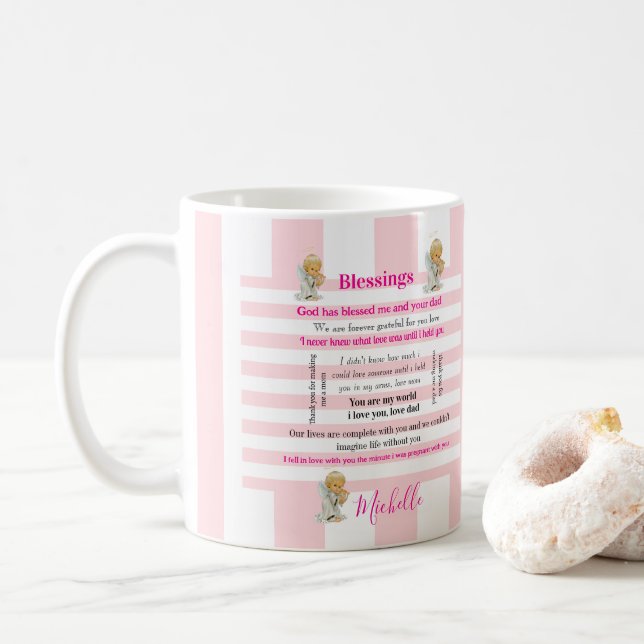 Blessings Pink & White Stripe Mug (With Donut)