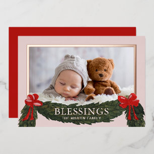 Blessings Religious Christmas Photo Foil Holiday Card