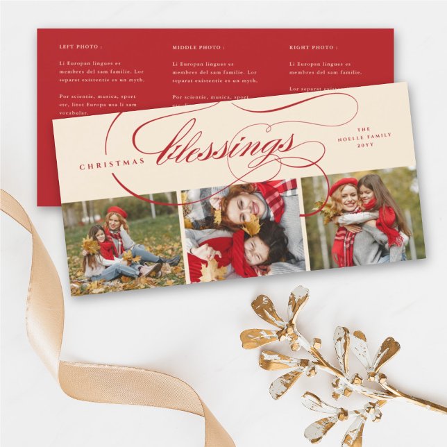 Blessings Script Religious Christmas Elegant Photo Holiday Card (Creator Uploaded)