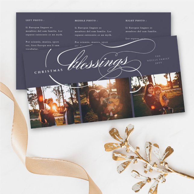 Blessings Script Religious Christmas Elegant Photo Holiday Card (Creator Uploaded)