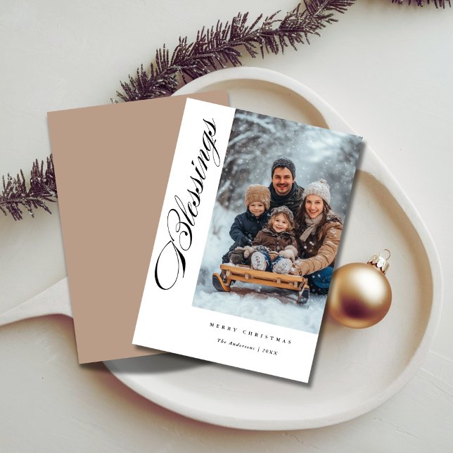 Blessings Simple Religious Christmas Photo Card (Creator Uploaded)
