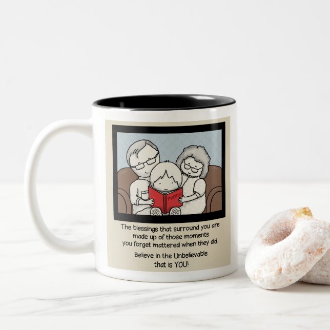 Blessings Surround You Two-Tone Coffee Mug (With Donut)